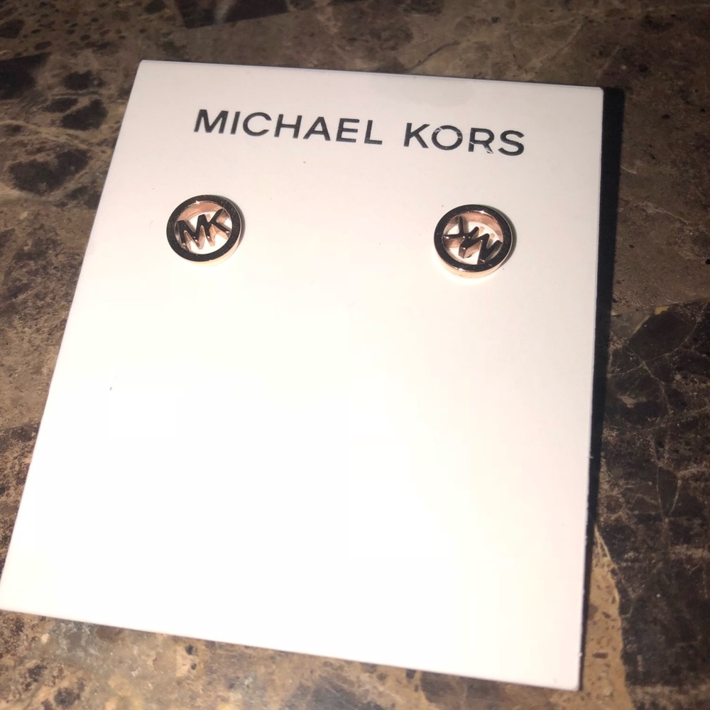 Michael Kors logo rose gold stud earrings!
